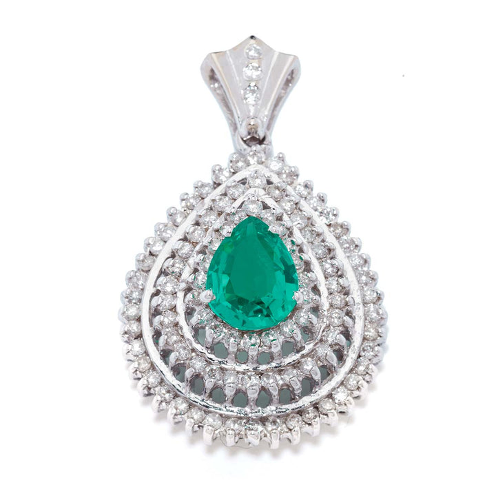 Diamant-Tropfen-Anhänger mit synthetischem Smaragd