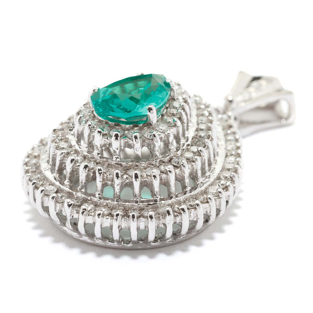 Diamant-Tropfen-Anhänger mit synthetischem Smaragd