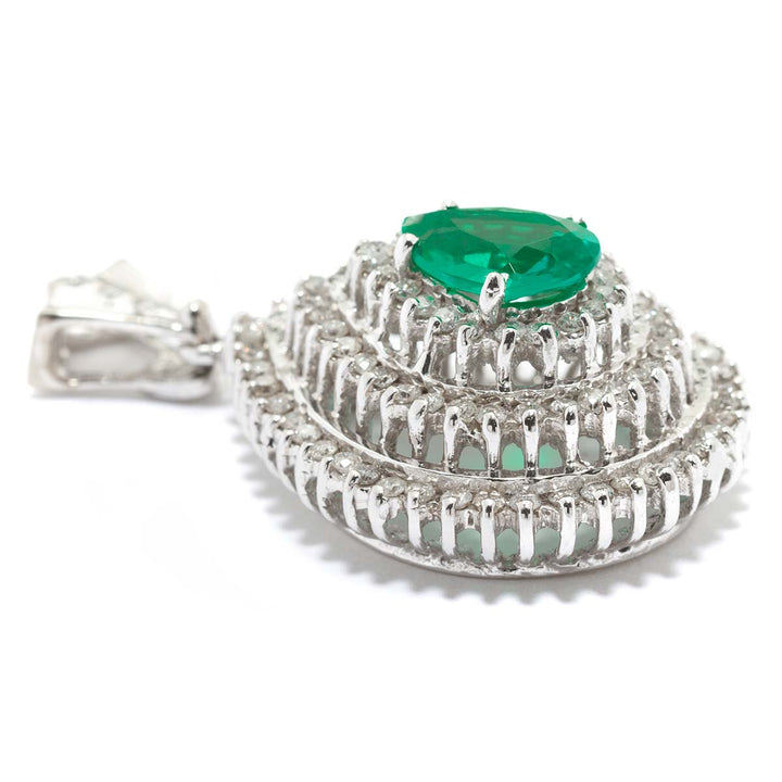 Diamant-Tropfen-Anhänger mit synthetischem Smaragd